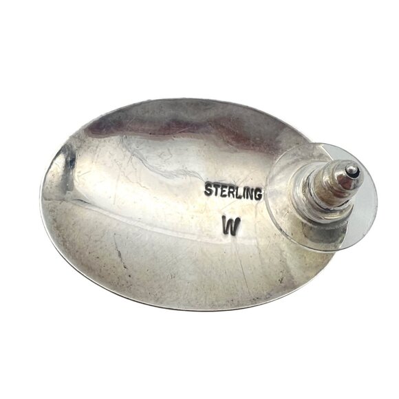 Vintage Zuni Sterling Silver Oval Earrings Turquoise Coral Malachite Lapis Inlay - Picture 7 of 8